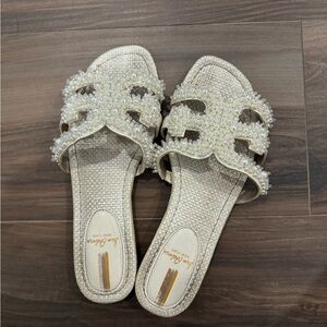 Sam Edelman White Beaded Sandals